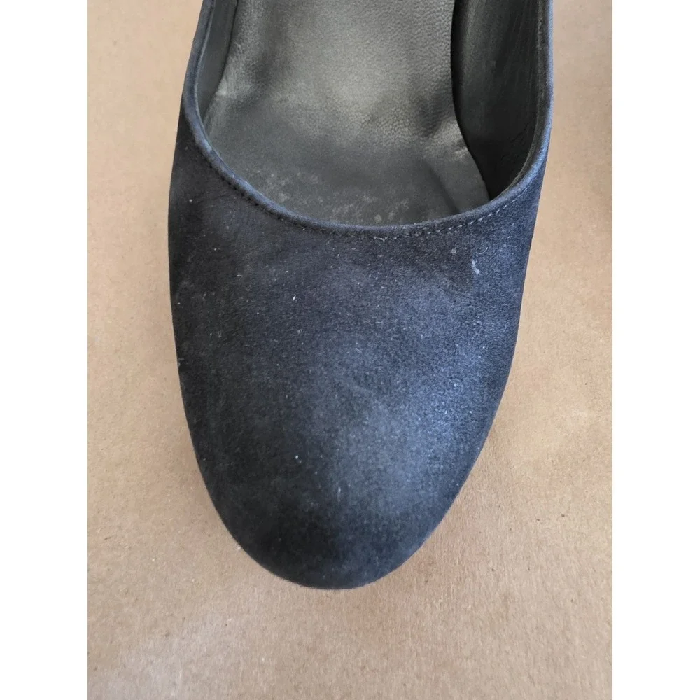 Stuart Weitzman Wedge 7.5 Black Suede Women's Heel Pump Classic Shoes